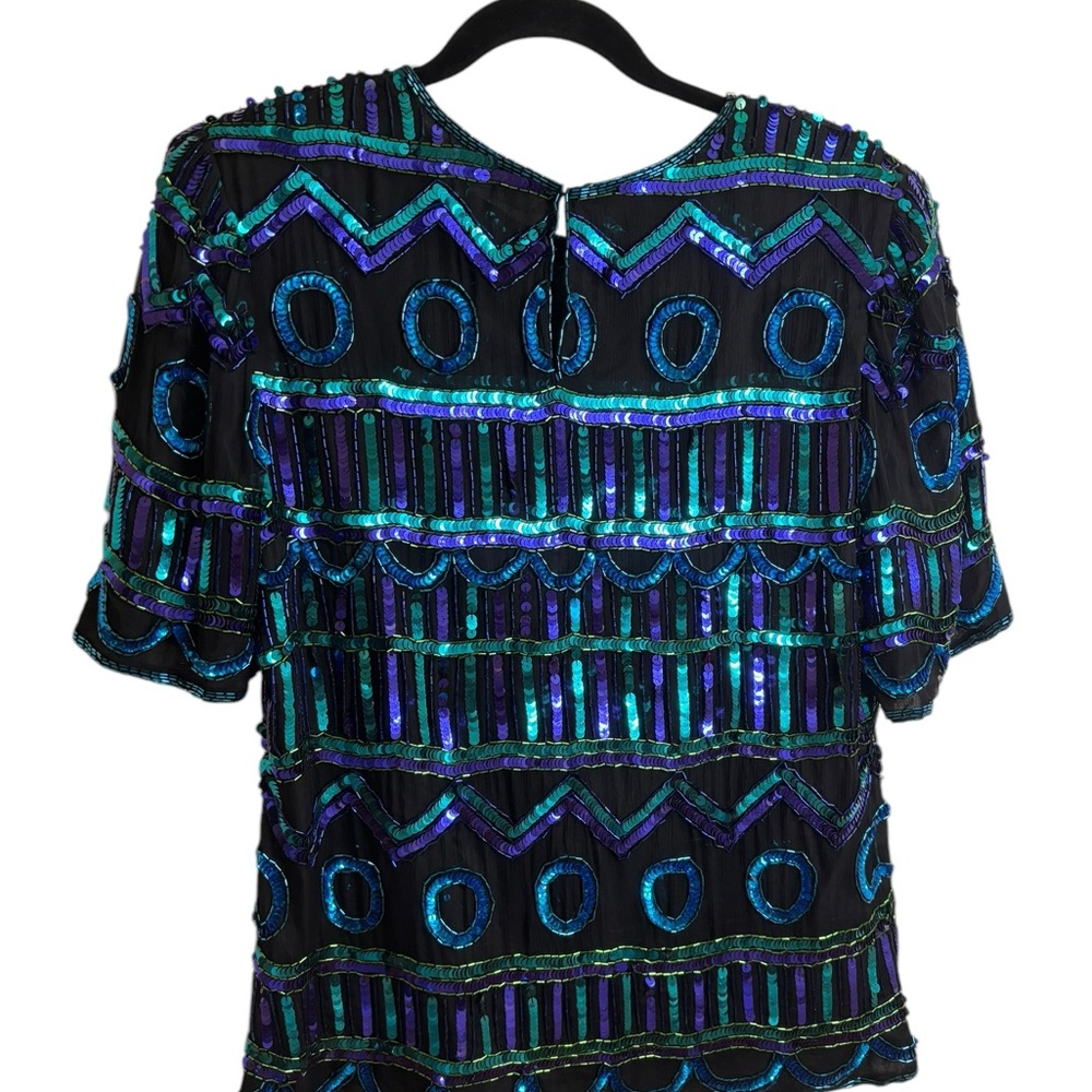 Vintage Sequins 100% Silk Top